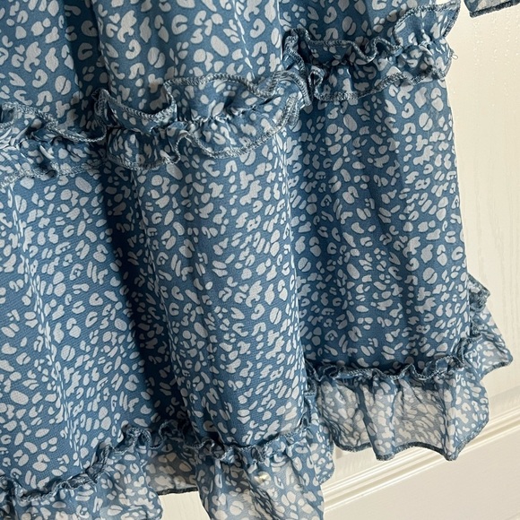 TikTok famous Ruffled layer long sleeve open back swing‎ mini dress Small - Picture 11 of 15